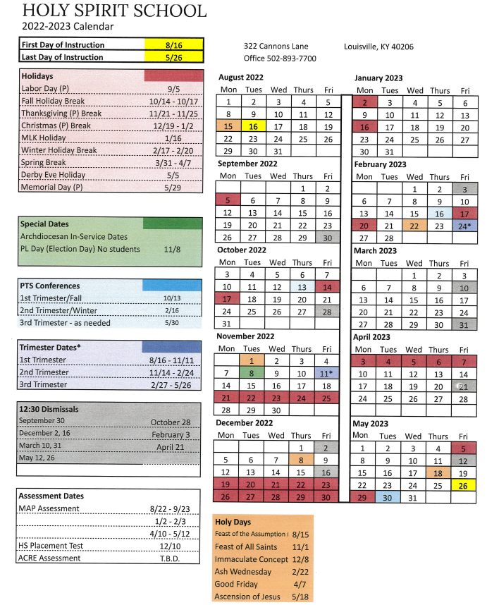 Holy Spirit Calendar